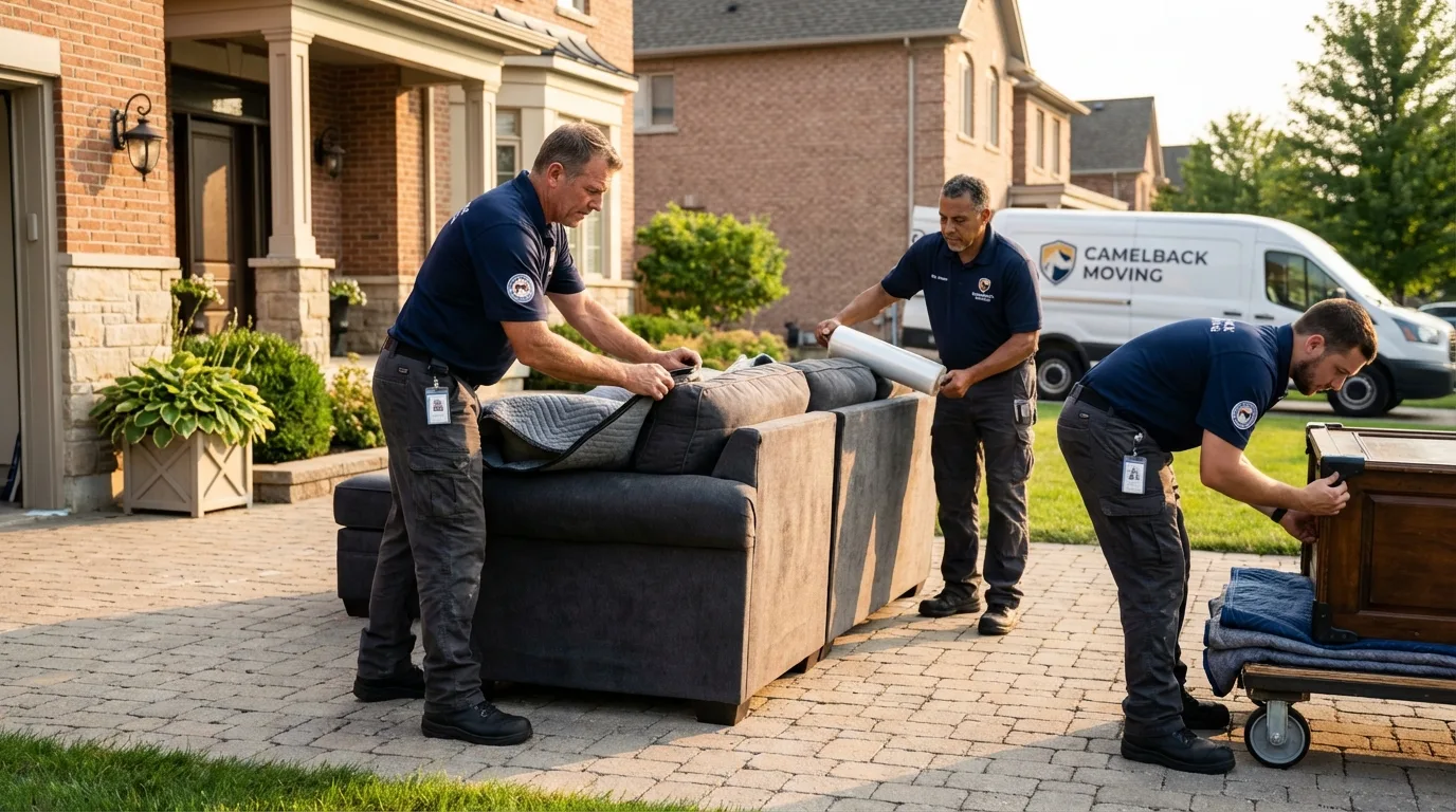 Large estate moving crew wrapping furniture in Paola, KS