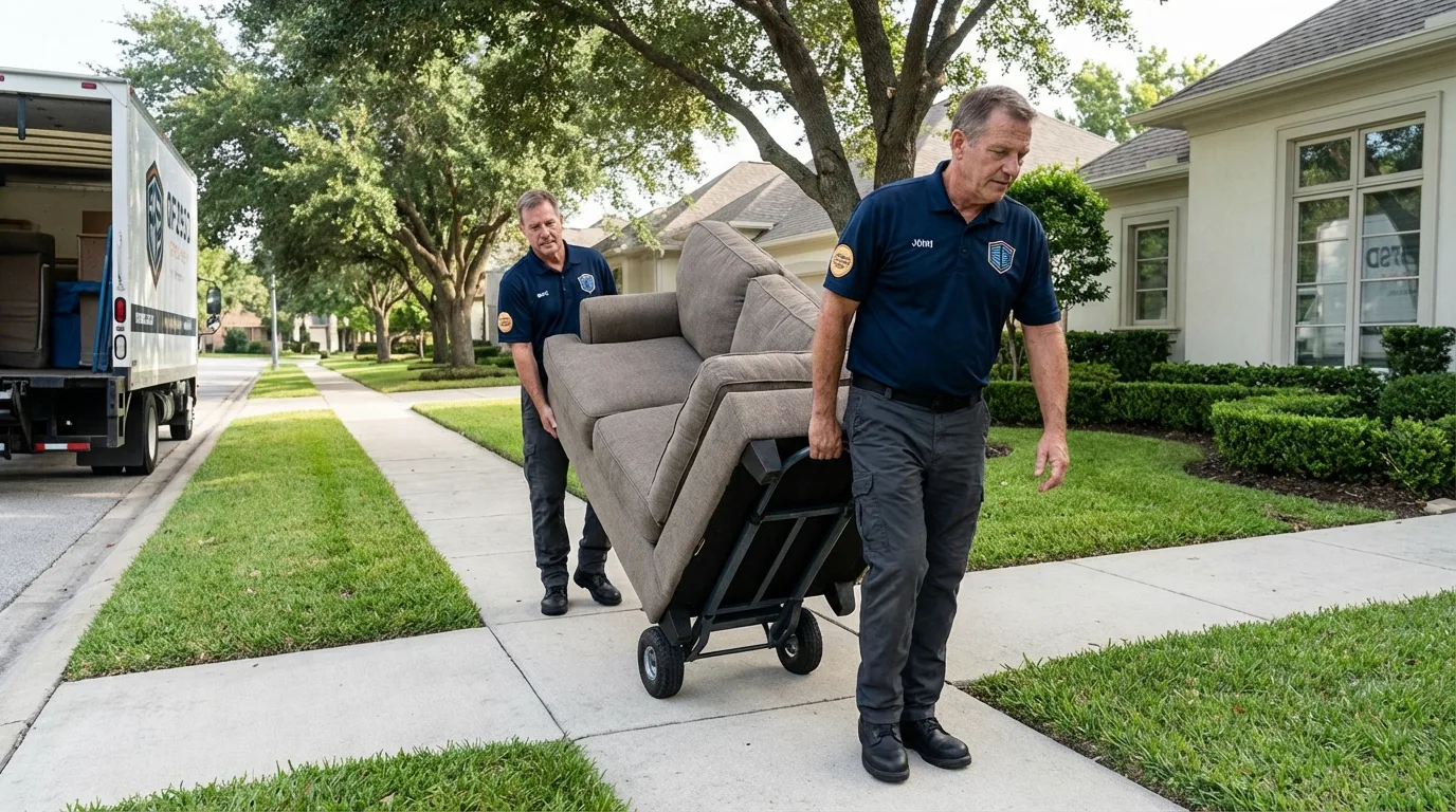 Local residential moving crew loading furniture in Paola, KS
