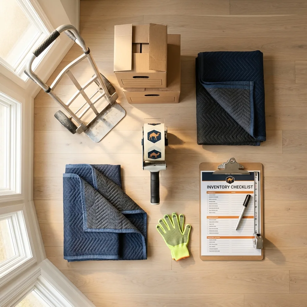Professional moving supplies and packing materials layout for Paola residential relocations